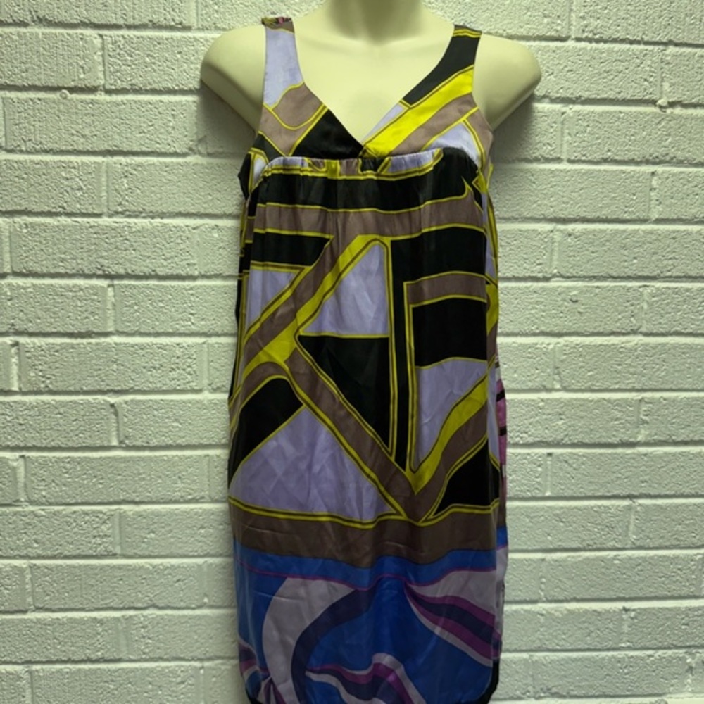 Alice & Trixie Yellow Blue Spaghetti Strap Mini Dress